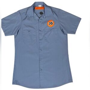 Vintage Men's Blue 76 Lubricants gas station attendant Work Shirt Small
